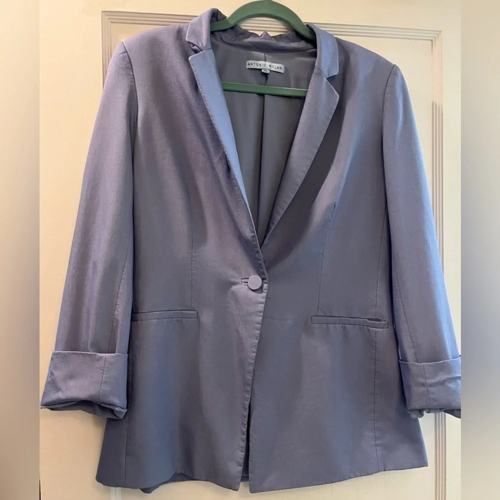 Antonio Melani Women's Light Blue Single Button Blazer Size 10 - Picture 2 of 7